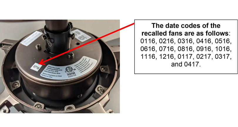 Kichler ceiling fan recall details - model 35153